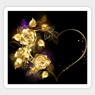 Heart with Golden Roses Sticker